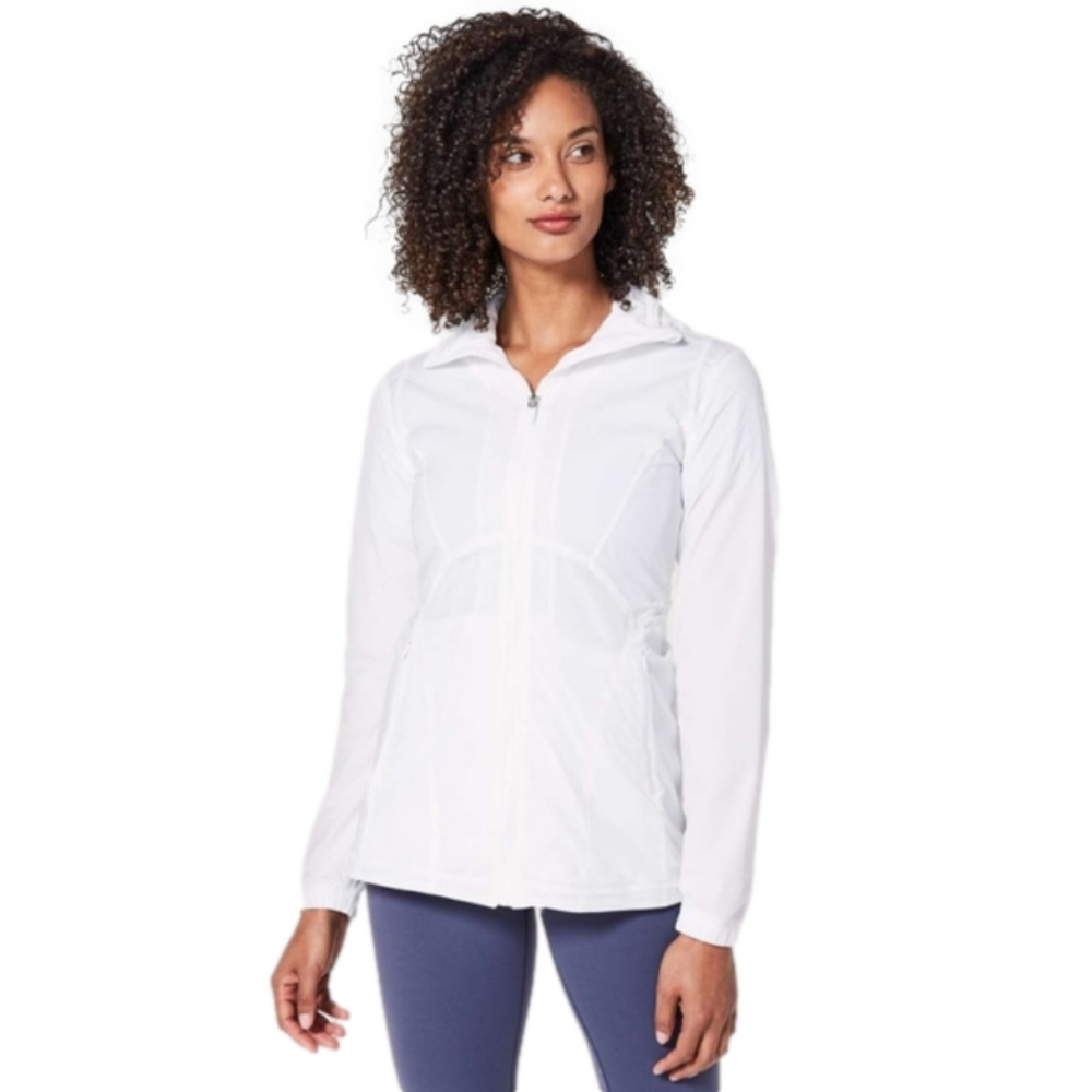 Lululemon Women Such A Cinch Water Repellent Zip Hood Jacket Tulip Hem White 10